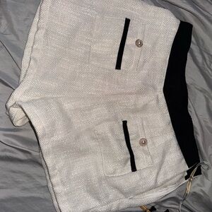 High Waist White and Black Women's Shorts